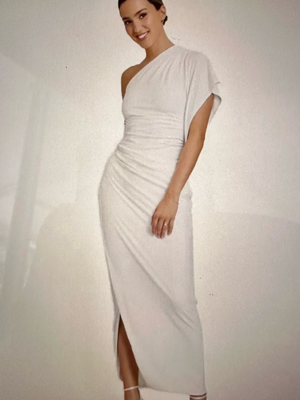 Asymmetrical One-Shoulder White Maxi Dress